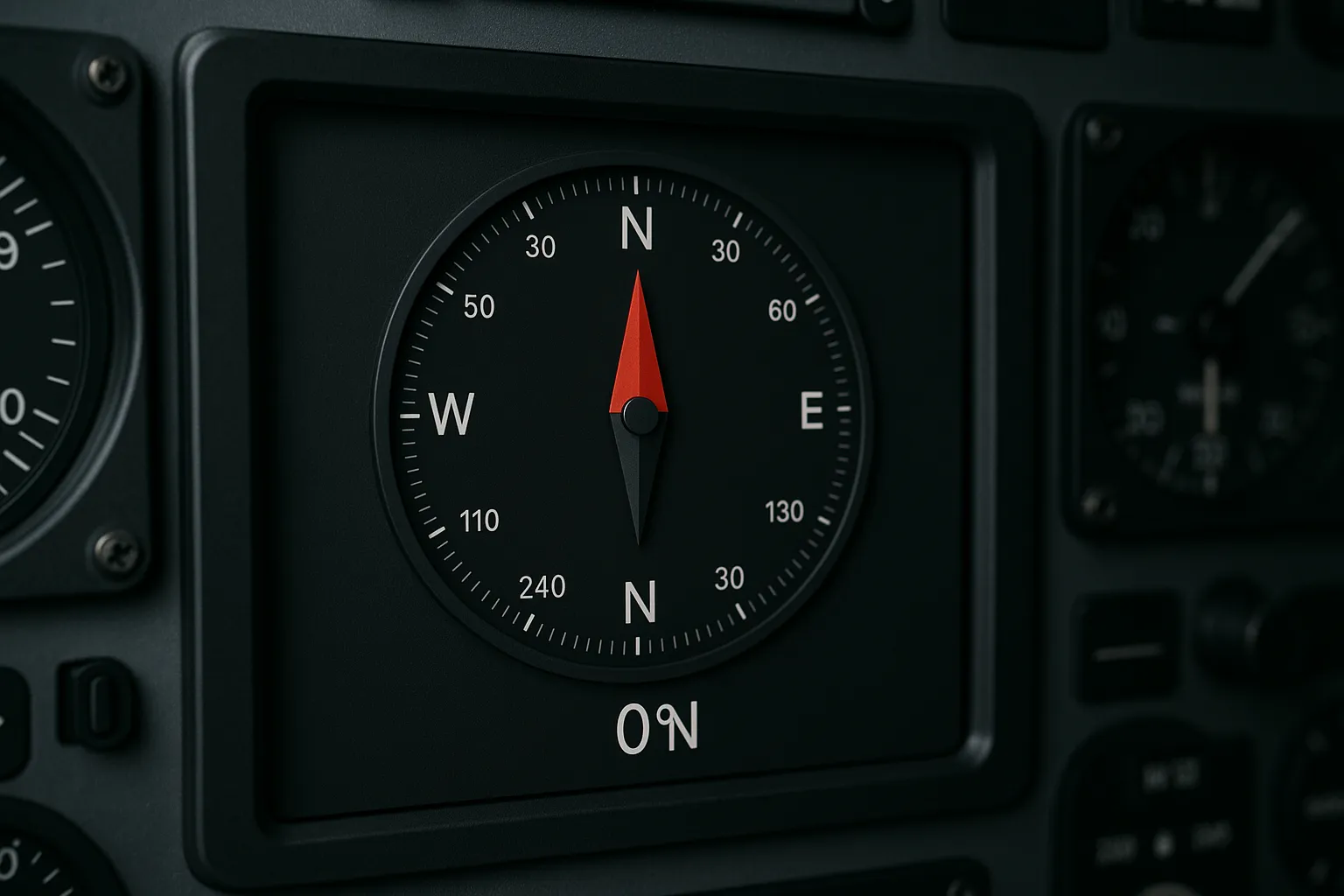 Digitaler Kompass in einem Flugzeug Digitaler Kompass in einem Flugzeug
